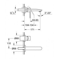 Vòi Lavabo âm tường Grohe 19571002 ( chưa bao gồm bộ âm)