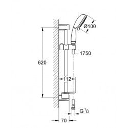Thanh trượt + tay, dây sen Grohe 26086001