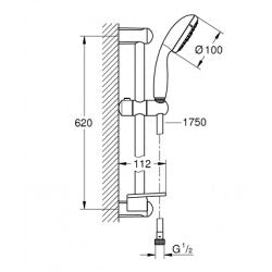 Thanh trượt+ tay, dây sen ( có khay ) Grohe 28593002