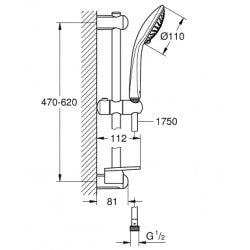 Thanh trượt+ tay, dây sen Euphoria 110 Champagne Grohe 27232001