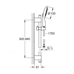 Thanh trượt + Tay sen + Dây sen Power&Soul 130 Grohe 27738000