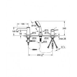 Vòi xả bồn tắm 3 lỗ Grohe 2511800A