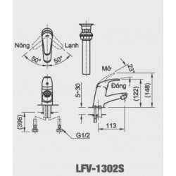 Vòi chậu nóng lạnh Inax LFV-1302SP ( Đã bao gồm ống thải )
